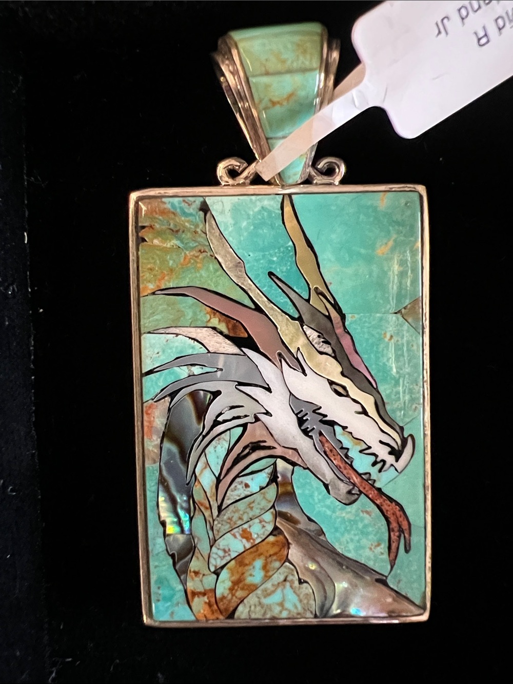 Turquoise Dragon Inlay Pendant Necklace